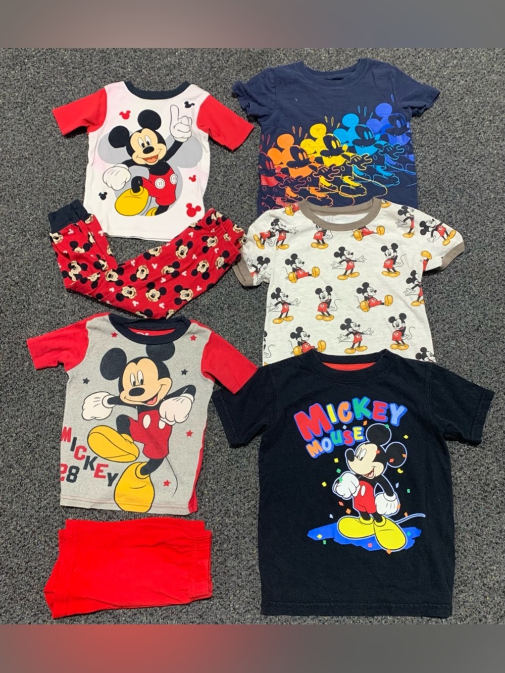 Bundle of Mickey Mouse boys 4T pajama sets and shirts